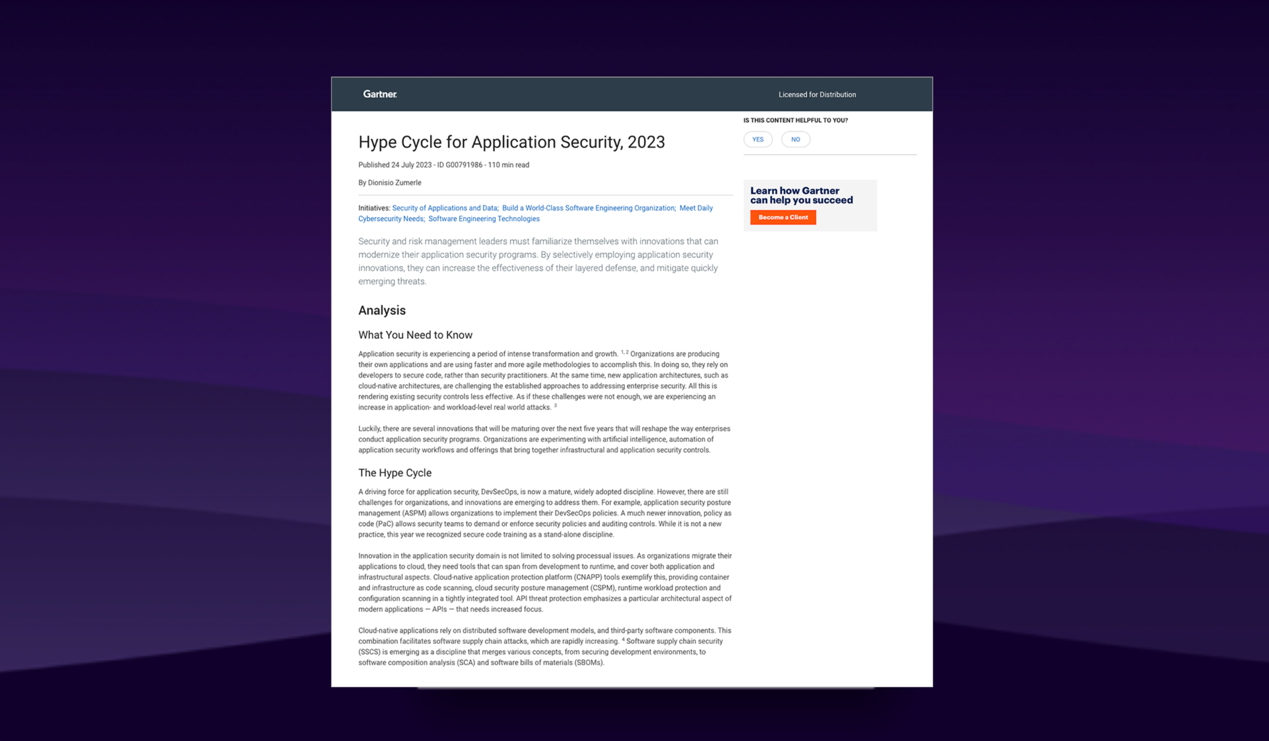 Gartner® Report: Hype Cycle™ for Application Security, 2023 | Resource Library