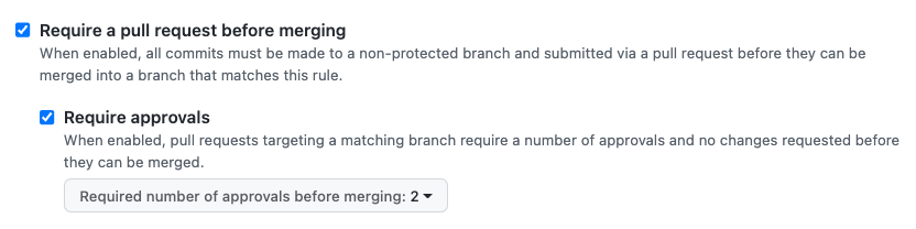 improve github code review security by requiring 2 reviewers