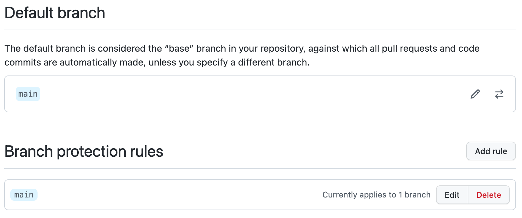 securing default main branch